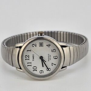 Timex Women's 25MM White‎ Dial Expandable Band 6" New Battery LIGHT NOT WORKING